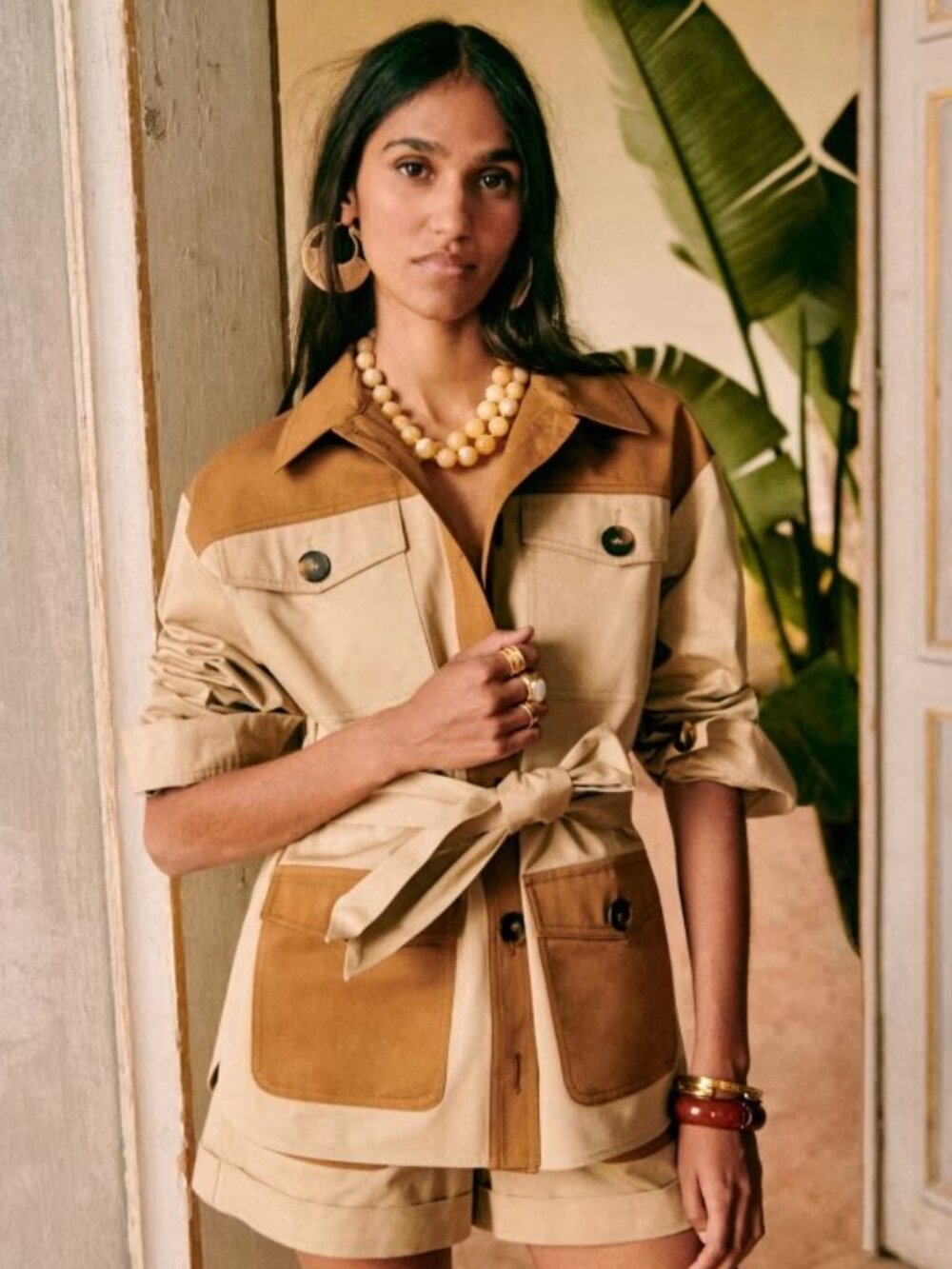 Sezane Franck Jacket Sz 34/2 Cotton Tan Brown